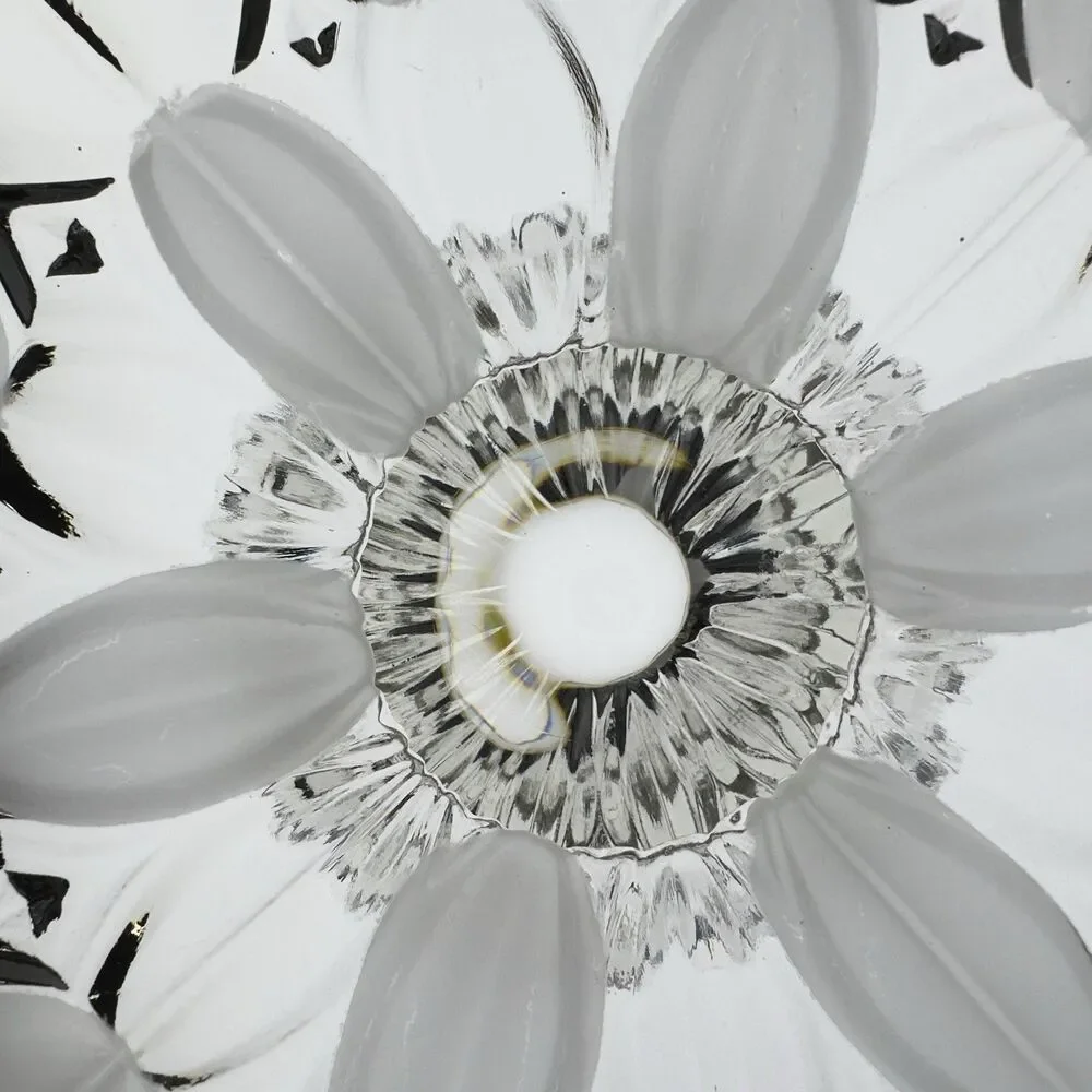 Vintage Bohemian Czech Crystal Cake Stand Frosted Clear Petal Pedestal Plate 12